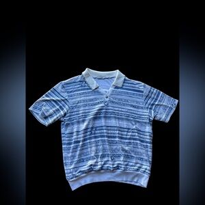 ✨Blue and white striped polo shirt with embroidered details✨